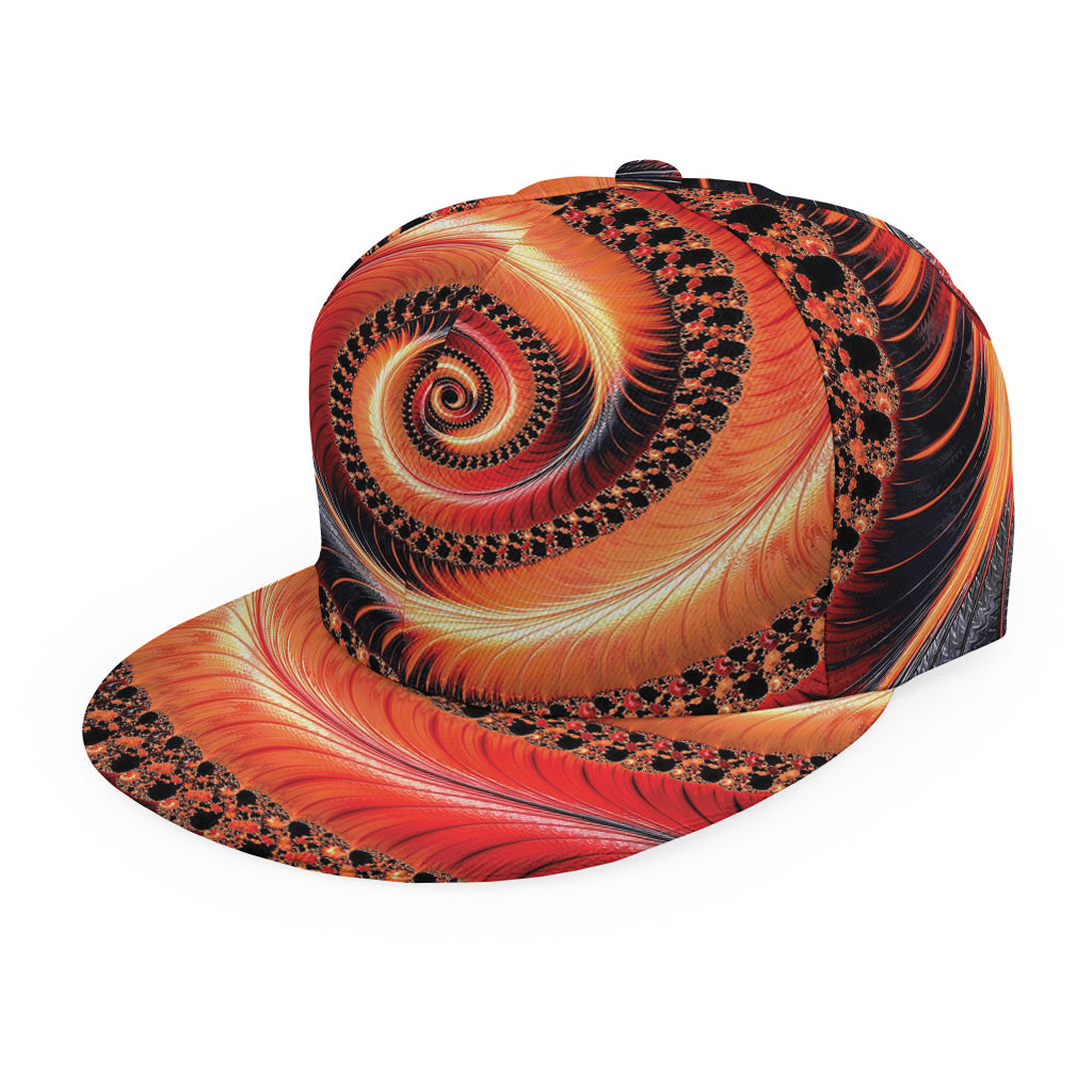 Orange Fractal Print Snapback Cap