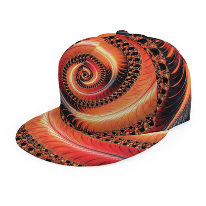 Orange Fractal Print Snapback Cap