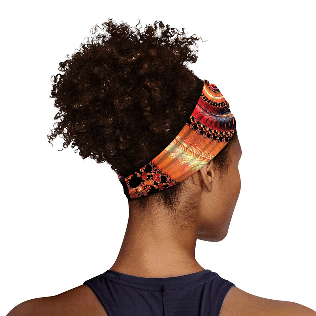 Orange Fractal Print Sports Headband