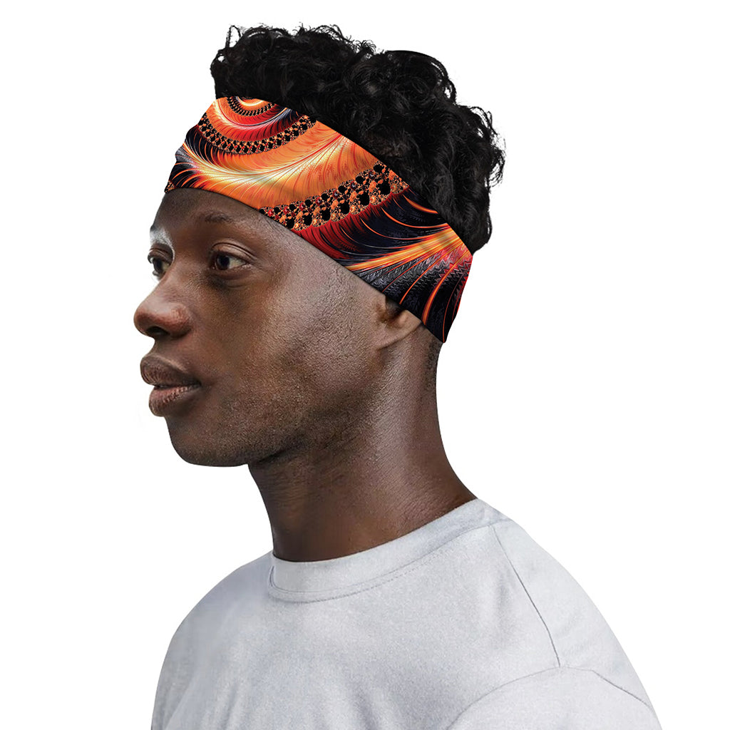 Orange Fractal Print Sports Headband