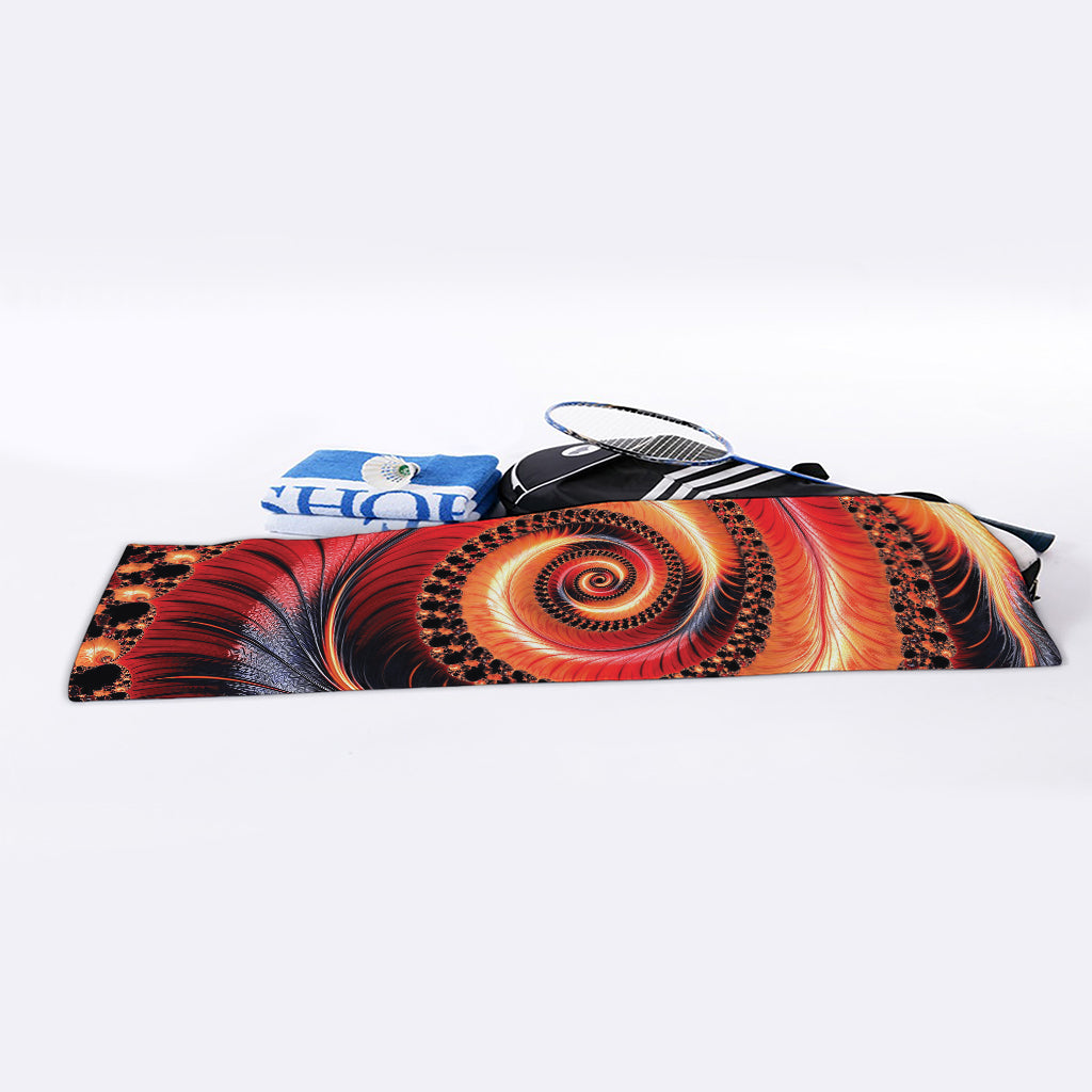 Orange Fractal Print Sports Towel