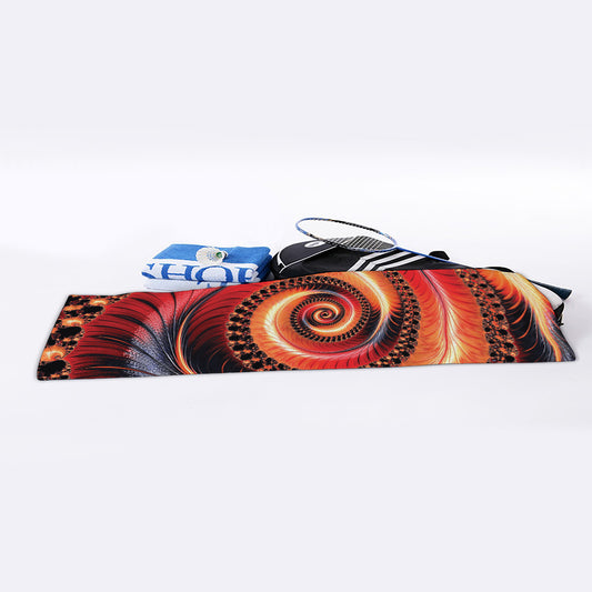 Orange Fractal Print Sports Towel