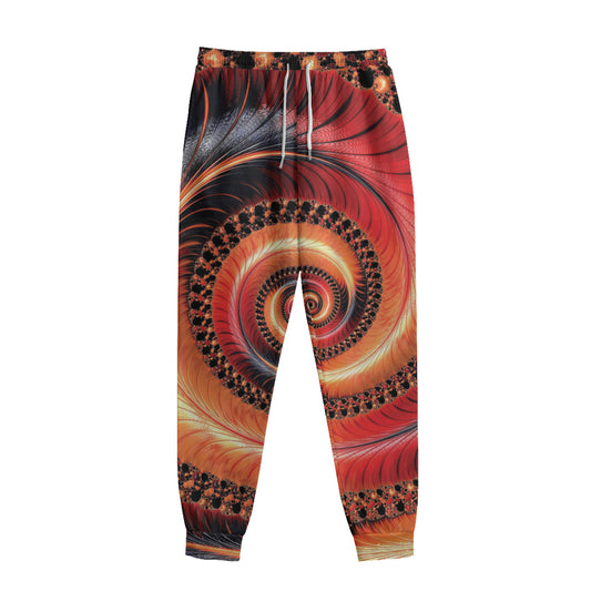 Orange Fractal Print Sweatpants