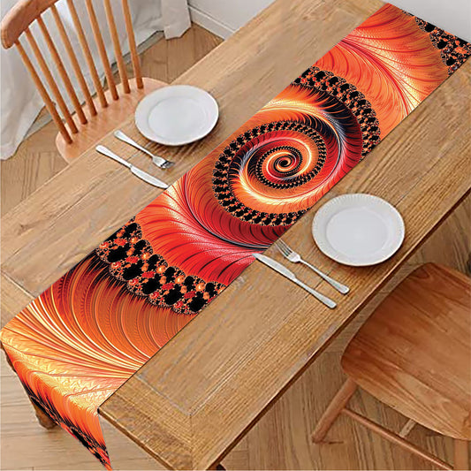 Orange Fractal Print Table Runner