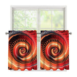 Orange Fractal Print Tier Curtains