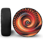 Orange Fractal Print Tire Cover With Camera Hole