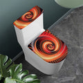 Orange Fractal Print Toilet Lid And Tank Cover Set