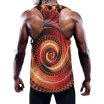 Orange Fractal Print Training Tank Top