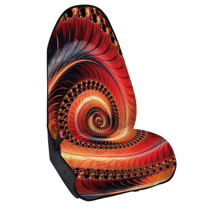 Orange Fractal Print Waterproof Car Seat Cover