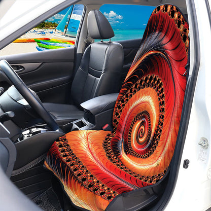Orange Fractal Print Waterproof Car Seat Cover