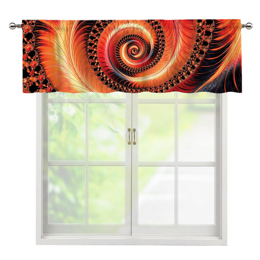 Orange Fractal Print Window Valance