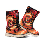 Orange Fractal Print Winter Boots