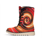 Orange Fractal Print Winter Boots