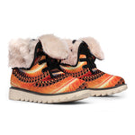 Orange Fractal Print Winter Boots