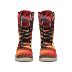 Orange Fractal Print Winter Boots