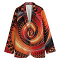 Orange Fractal Print Women's Cotton Blazer