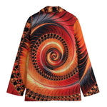 Orange Fractal Print Women's Cotton Blazer