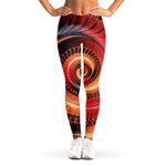 Orange Fractal Print Women's Leggings