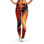 Orange Fractal Print Women's Leggings