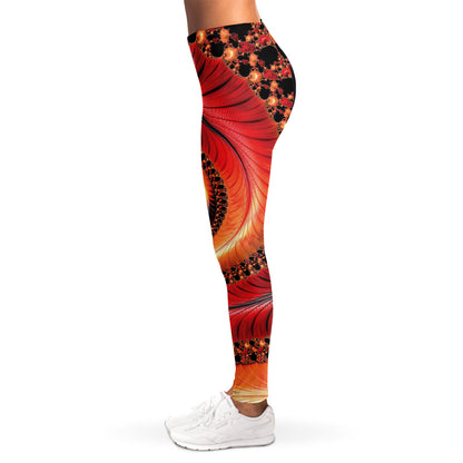 Orange Fractal Print Women's Leggings