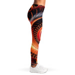Orange Fractal Print Women's Leggings