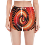 Orange Fractal Print Women's Split Running Shorts