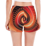 Orange Fractal Print Women's Split Running Shorts