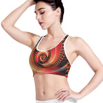 Orange Fractal Print Women's Sports Bra