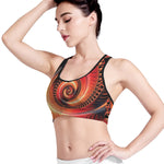 Orange Fractal Print Women's Sports Bra