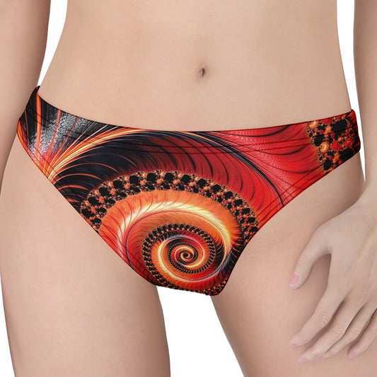 Orange Fractal Print Women's Thong