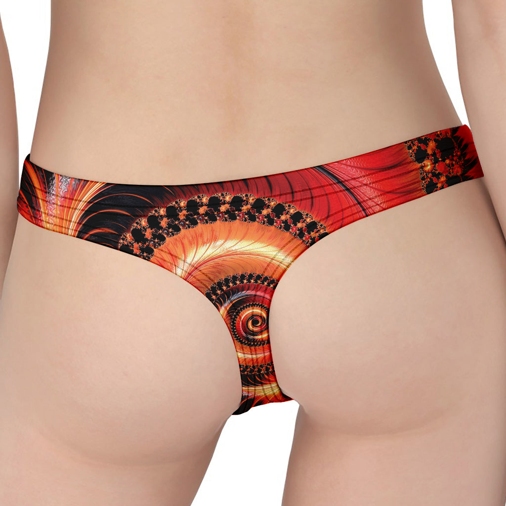 Orange Fractal Print Women's Thong