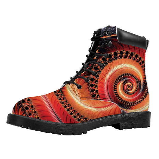 Orange Fractal Print Work Boots
