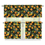 Orange Fruit Pattern Print 3 Piece Kitchen Curtains
