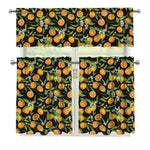 Orange Fruit Pattern Print 3 Piece Kitchen Curtains