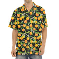 Orange Fruit Pattern Print Aloha Shirt