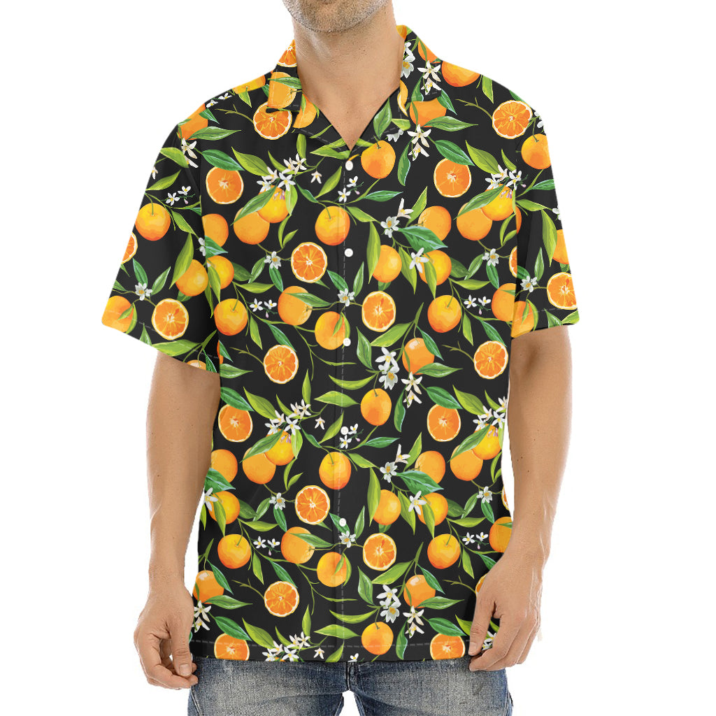 Orange Fruit Pattern Print Aloha Shirt