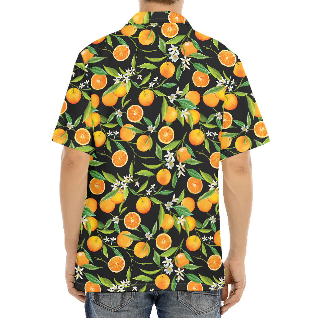 Orange Fruit Pattern Print Aloha Shirt