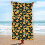 Orange Fruit Pattern Print Beach Towel