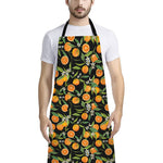 Orange Fruit Pattern Print Bib Apron With Pocket