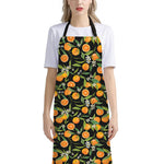 Orange Fruit Pattern Print Bib Apron With Pocket