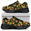 Orange Fruit Pattern Print Black Chunky Shoes