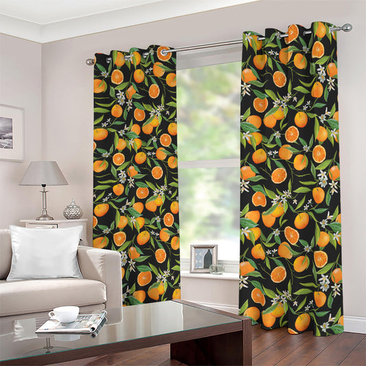 Orange Fruit Pattern Print Blackout Grommet Curtains