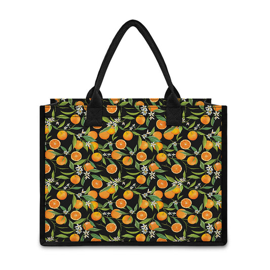 Orange Fruit Pattern Print Canvas Tote Bag