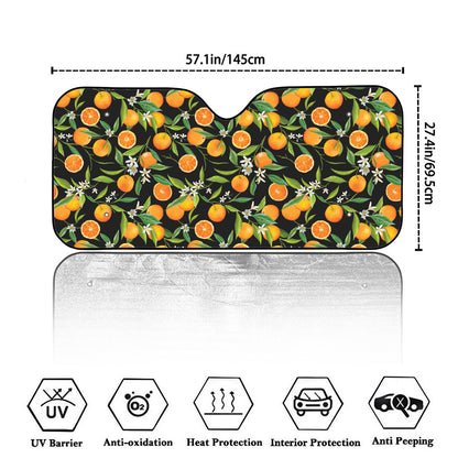 Orange Fruit Pattern Print Car Windshield Sun Shade