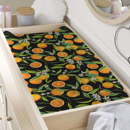 Orange Fruit Pattern Print Changing Pad Cover