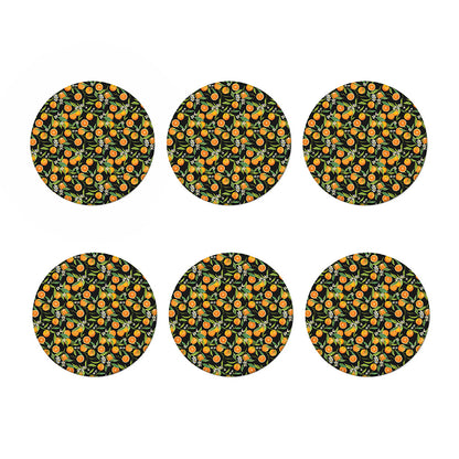 Orange Fruit Pattern Print Coaster Set