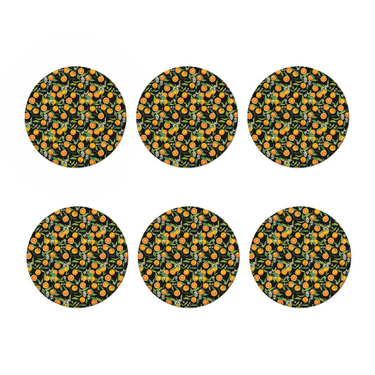 Orange Fruit Pattern Print Coaster Set