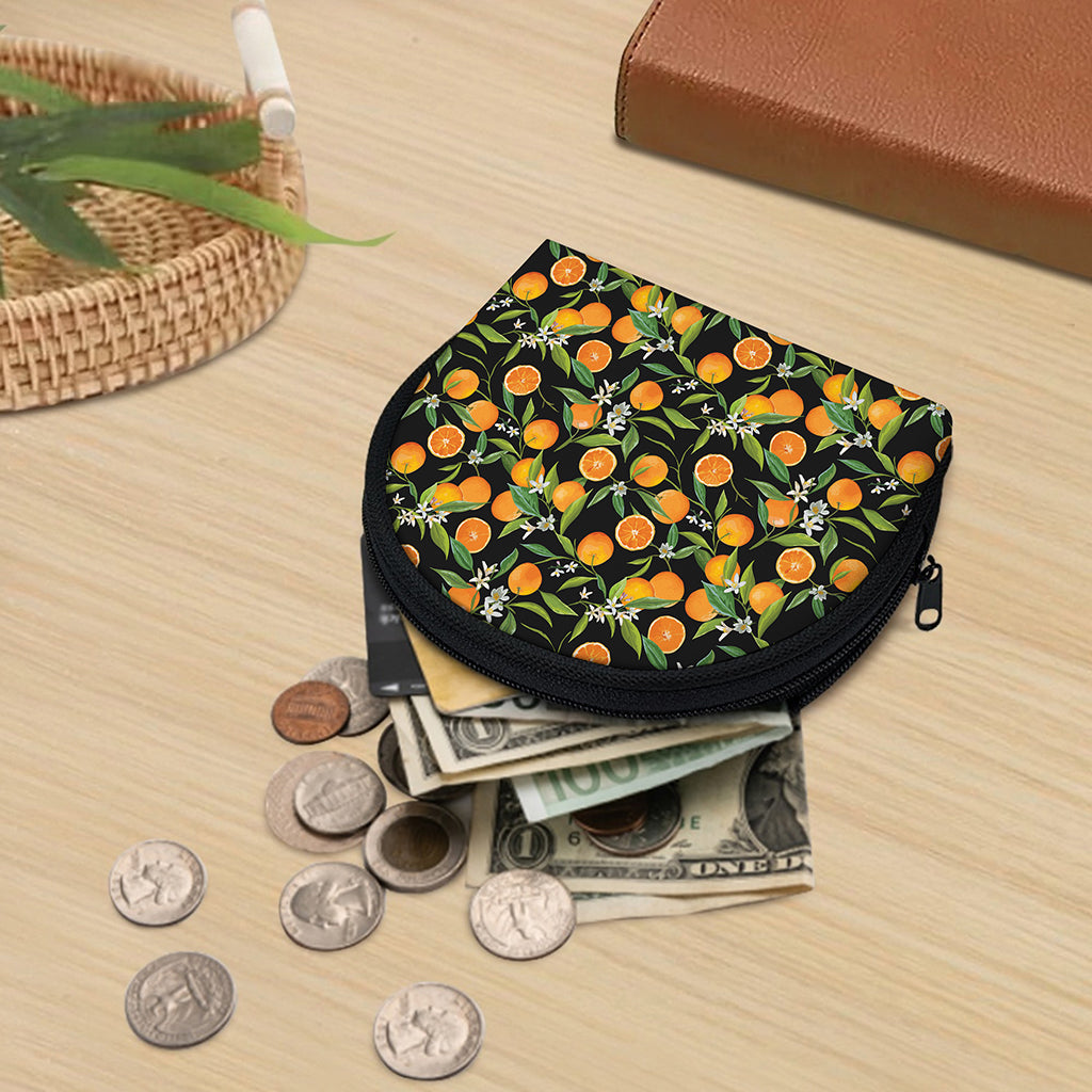 Orange Fruit Pattern Print Coin Purse