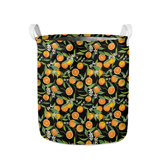 Orange Fruit Pattern Print Collapsible Laundry Basket