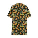 Orange Fruit Pattern Print Cotton Hawaiian Shirt